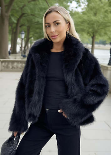 AX Paris Black Faux Fur Short Jacket | Freemans