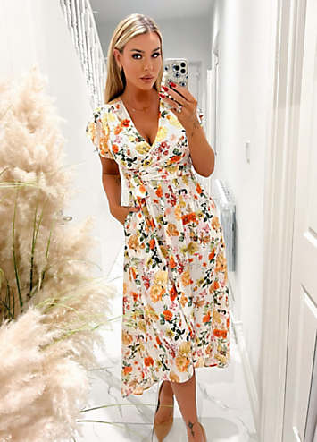 Ax paris floral dip hem dress best sale