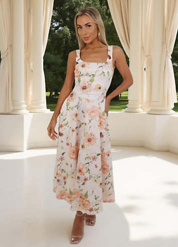 AX Paris Multi Floral Print Square Neck A-Line Midi Dress | Freemans