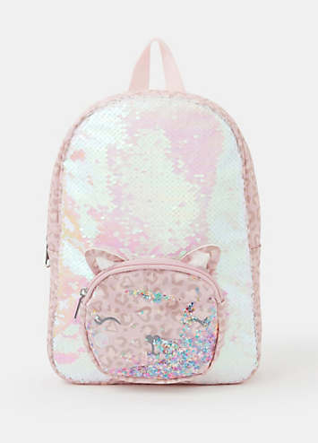 Accessorize Girls Sequin Cat Backpack Freemans