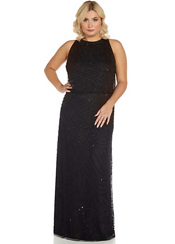 Adrianna Papell Beaded Halter Gown Freemans