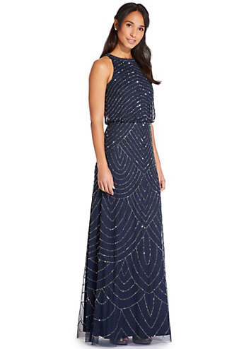 Adrianna papell 2024 blouson dress navy