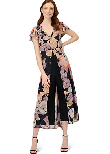 Adrianna Papell Floral Chiffon Jumpsuit Freemans