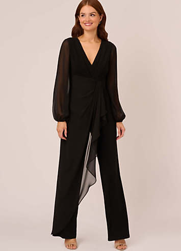 Adrianna Papell Jersey Chiffon Combo Jumpsuit Freemans