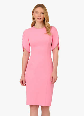 Adrianna Papell Knit Crepe Pearl Midi Dress