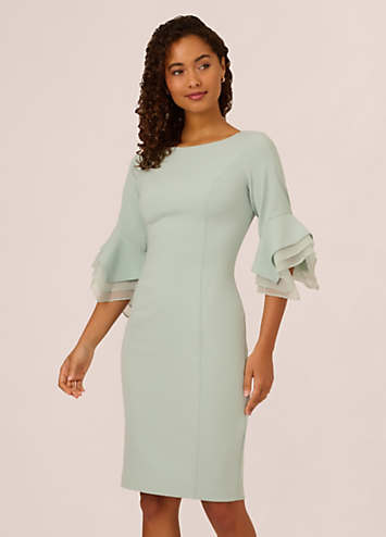 Adrianna Papell Knit Crepe Tiered Sleeve Dress | Freemans