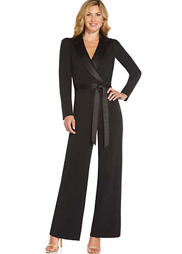 Adrianna Papell Knit Crepe Tuxedo Jumpsuit Freemans