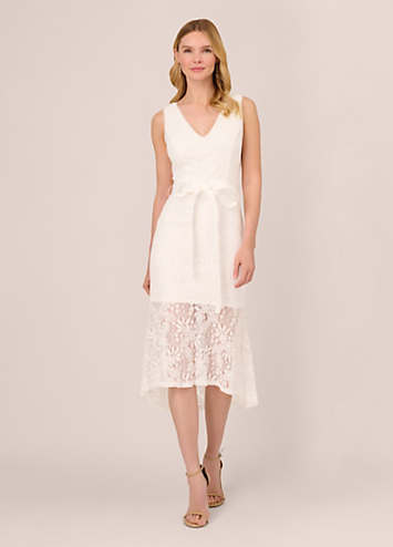 Adrianna Papell Lace Midi Flounce Dress Freemans