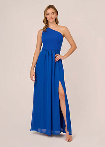 Adrianna Papell One Shoulder Chiffon Gown Freemans