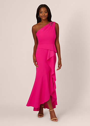 Adrianna Papell Papell Studio Beaded Knit Crepe Gown
