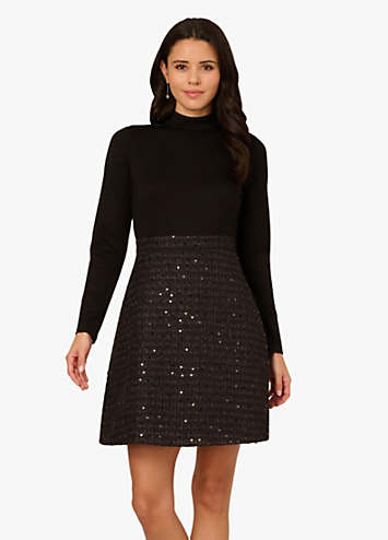 Adrianna Papell Ponte Sequin A-Line Dress | Freemans
