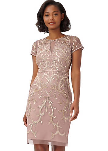 Adrianna Papell Short Cut Out Beaded Sheath Dress | Freemans