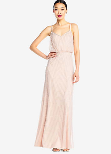 Adrianna Papell Sleeveless Blouson Beaded Gown Freemans