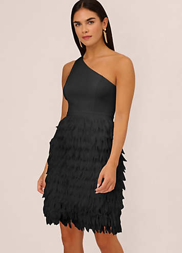 Aidan by Adrianna Papell Chiffon Feather Cocktail Dress Freemans