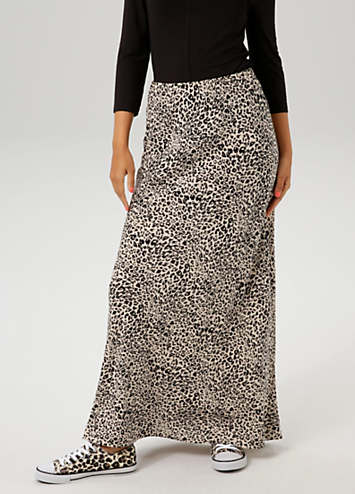 Vintage 100% Silk Animal Print Maxi Skirt - XL