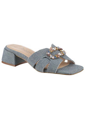 Leather Block Heel Mules - Stud Embellishments main image 1