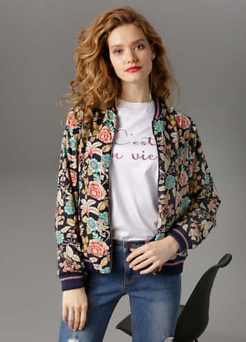 Floral letterman clearance jacket