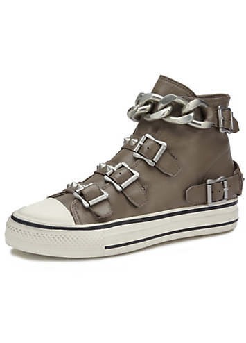 Ash Victim Toppo Antic Silver Chain Trim Hi-Top Trainers Freemans