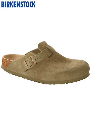 Birkenstock Faded Khaki Boston Suede Ladies Sandals | Freemans