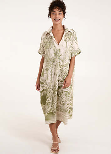 blue palm leaf dress Vanilla Open Collar women's collection New Women Black Wide Size:Size 16 Made in
