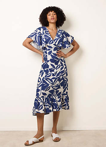 blue vanilla dresses Printed V-Neck Dress blue hair, big boobs, arizona boutique Size:US:6-8