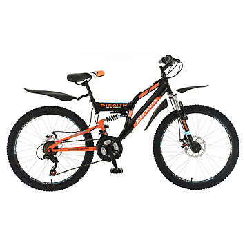 Boss Stealth 24 Inch Black Orange Junior Mountain Bike Freemans