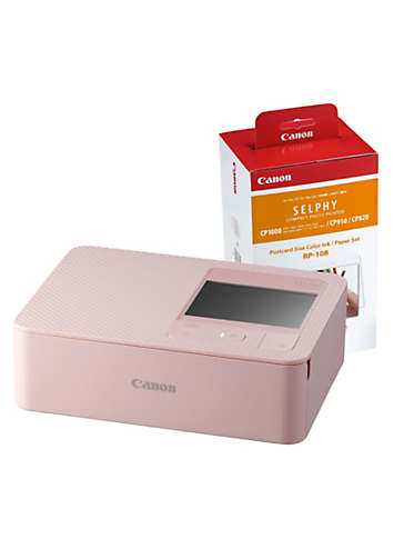 Canon Selphy CP1500 Wireless Photo Printer inc RP-108 Ink Paper Set - Pink | Freemans