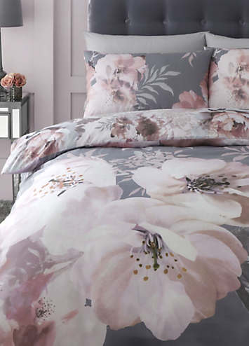 Catherine Lansfield Dramatic Floral Grey Duvet Set