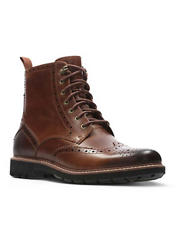 Clarks Batcombe Lord Dark Tan Lea Boots | Freemans