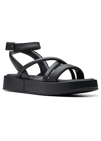 Clarks Black Leather Alda Cross Sandals | Freemans