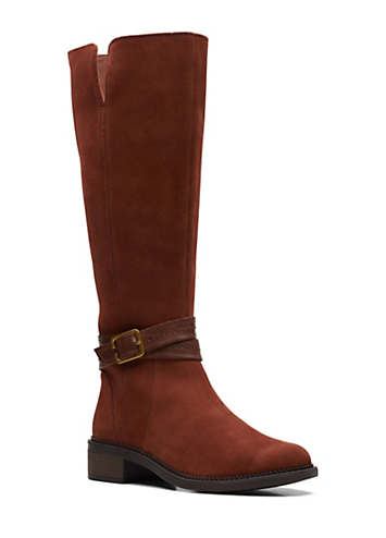 Clarks suede shop knee high boots