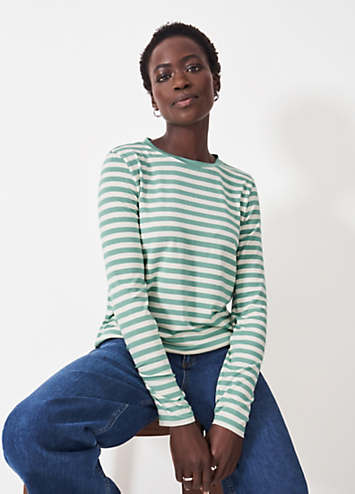 Casual Solid Color Crew Neck Striped Top