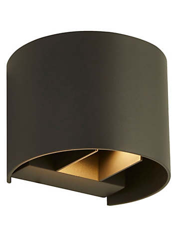Dark Grey Curved LED Up-Down Outdoor Wall Light | Freemans