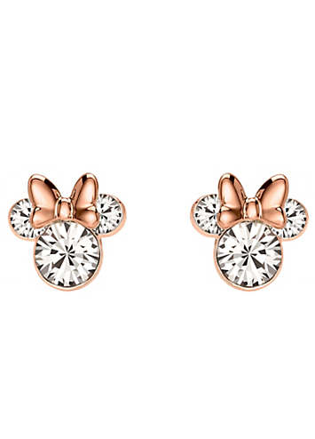 disney's minnie mouse rose gold tone crystal stud earrings