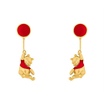 Disney Winnie The Pooh Red & Gold Coloured Floating Balloon Earrings ...