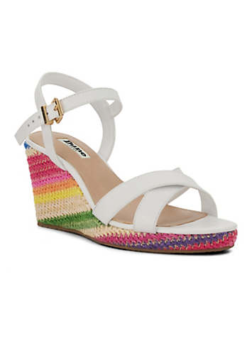 Dune London Kyrin Off White Multi Wedge Sandals | Freemans