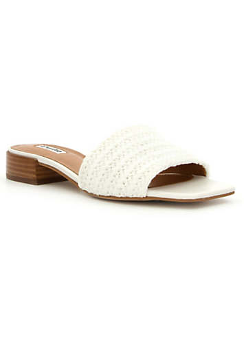 Dune London Lilley White Crochet Flat Mule Sandals | Freemans