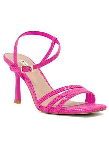 Dune London Magnum Pink Reptile Barely There Heeled Sandals | Freemans