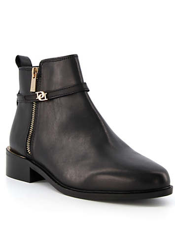 Dune London, Pap Buckle Trim Ankle Boots, Flat Ankle Boots