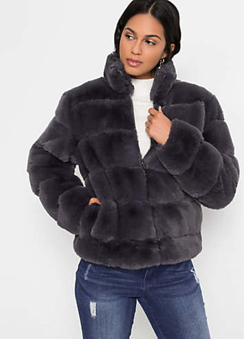 faux fur zip jacket