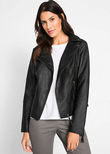 women's white faux leather jacket