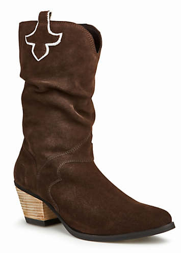 Spice Microsuede Western Style Slouch Tall Boots