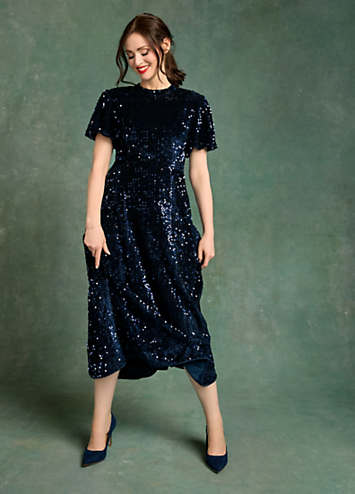 Freemans x Sophie Ellis-Bextor Sequin Navy Blue Midi Dress Freemans