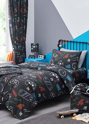 Happy Linen Gaming Glow in the Dark Reversible Duvet Cover Set