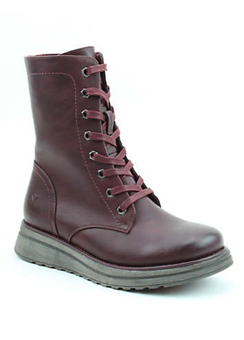 Burgundy lace up ankle boots best sale