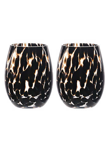 Hestia Dark Brown Tortoise Shell Tumbler Glass Set of 2 | Freemans