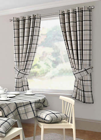 Home Curtains Hudson Check Eyelet Lined Kitchen Curtains | Freemans