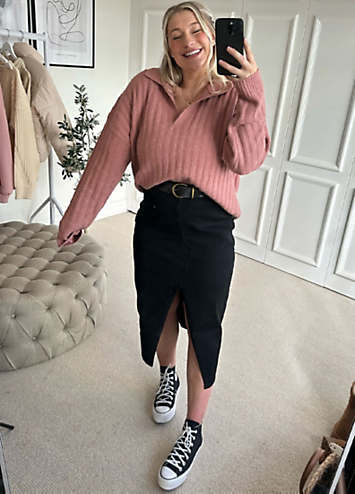 INTRICATE CHARM DENIM MIDI SKIRT main image 0