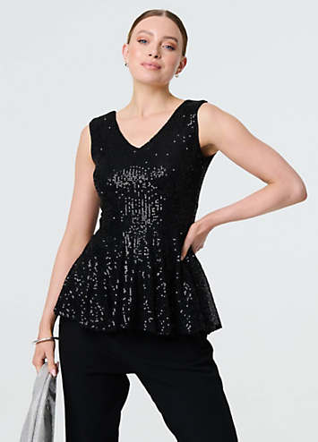 ecmile エクミール　GLITTER PEPLUM TOP Glitter peplum top
