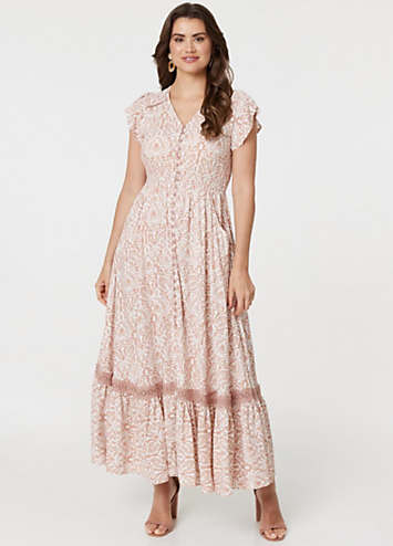 paisley cotton lace long dress Paisley Lace Sleeveless Maxi Dress - White